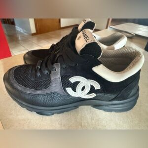 Chanel black and white sneakers